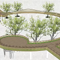 Spiral Roadway Design With Elevated Walkway Green Trees And Curved Path