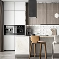 Modern Kitchen Interior Design With Island Counter Stools Pendant Lights And Cabinets