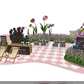 Spring Flower Themed Photo Check-in Spot With Pink Decorations And Lawn Scenes