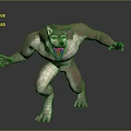 3D Mythical Werewolf Character Muscular Body Standing Pose Open Mouth Sharp Teeth