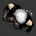 Female Character With White Short Hair Black Jacket Mechanical Arm Metallic Pants And Boots