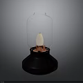 Elegant Decorative Glass Lantern With Illuminated Flame Shaped Wick And Black Base