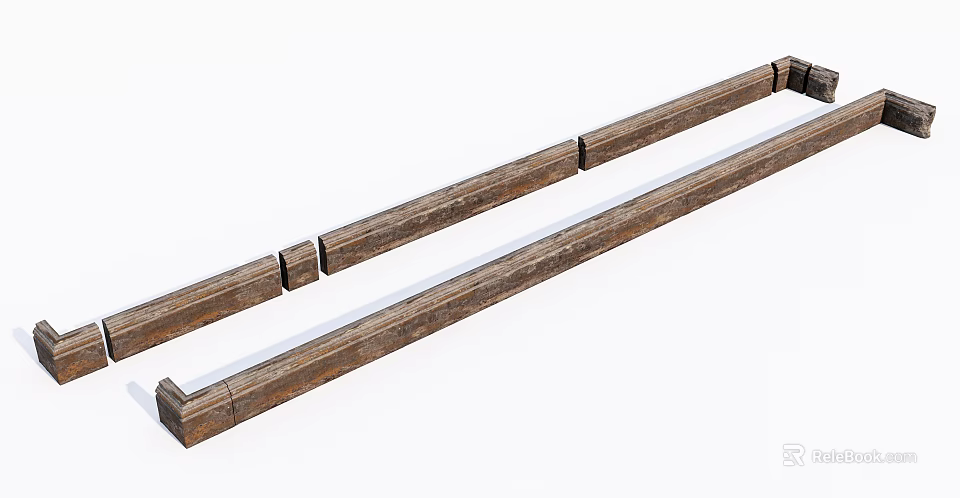 Elegant Long Wooden Decorative Lines With Smooth Surface For Home Interior 3d model