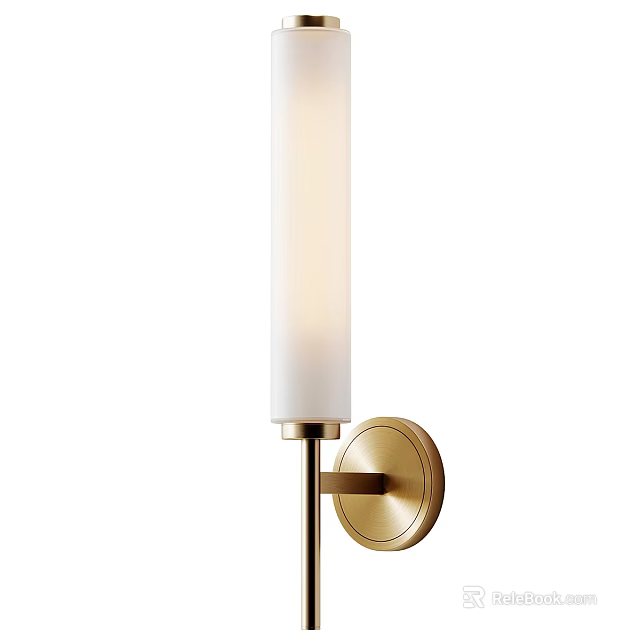 Modern Gold Wall Light Design With White Cylindrical Shade And Metal Base 3d model 
