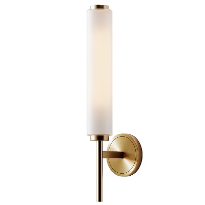 Modern Gold Wall Light Design With White Cylindrical Shade And Metal Base 3d model