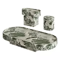 Green And White Marble Tray With Small Pedestals For Decorative Design