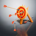 Decorative Wooden Target Garden Ornament with Red Blue Center and Scattered Arrows