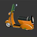 Stylish Orange Cartoon Scooter Design With Windshield Black Seat And Wheels