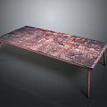 Vintage Copper Dining Table With Slender Legs And Textured Surface Design