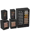 Elegant Dark Colored Wine Cabinets Featuring Multiple Wine Bottle Storage Racks 3d model