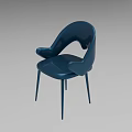 Modern Navy Blue Dining Chair With Armrest Sleek Design And Slender Legs