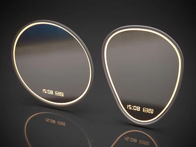 Modern Illuminated Mirrors With Different Shapes LED Light Edges And Time Date 3d model