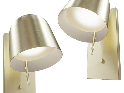 Modern Golden Metallic Wall Sconces with Curved Shades Wall Mounted Illuminated Light Fixtures 3d model