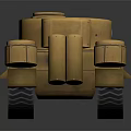 3D Modeled Yellow Tank With Cannon Tracks And Round Turret On Dark Background