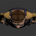 3D Cartoon Old Man Character With Brown Hat White Beard Yellow Shirt And Blue Overalls