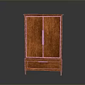 Traditional Brown Wooden Cabinet With Two Doors Single Drawer Black Handles And Four Legs