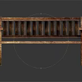 Rustic Solid Wood Bench With Slatted Seat Backrest And Armrests Design
