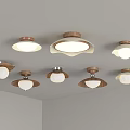 Modern Lighting Combination With Multiple Wooden Ceiling Lights And Soft Warm Glow 3d model