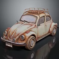 Vintage Rustic Beetle Car With Roof Rack Classic Exterior And Retro Style