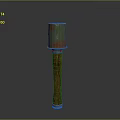 Cylindrical Metal Top Decorative Standing Pillar With Wooden Base And Green Red Finish