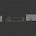 Architectural Building Components Including Concrete Structure Metal Frame And Small Model