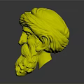Elderly Man Character With Red Turban White Beard And Detailed 3D Digital Sculpture