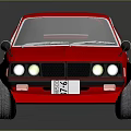 Vintage Red Two Door Sports Car With Black Roof And Shiny Wheels