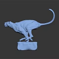 Detailed Blue Panther Sculpture Carving With Dynamic Running Pose On Stone Base