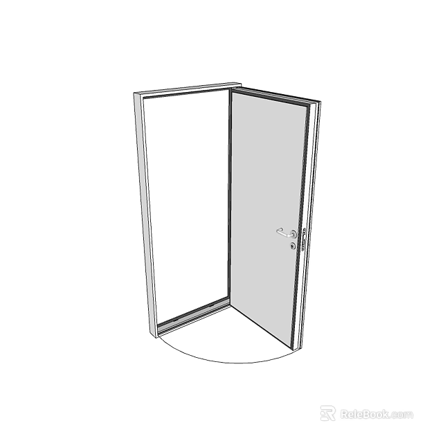 Modern Glass Swing Door Design With Transparent Panel And Metal Frame 3d model 