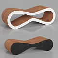 Modern Public Chair With Infinity Design Wooden Structure White Frame And Black Base