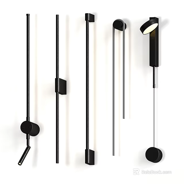 Modern Black Adjustable Wall Lamps With Minimalist Design For Indoor Decor 3d model 