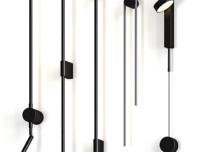 Modern Black Adjustable Wall Lamps With Minimalist Design For Indoor Decor 3d model