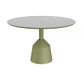 Round Outdoor Table With Light Gray Tabletop And Light Green Conical Base 3d model