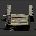 Curved Stone Steps Path with Natural Stone Treads and Small Green Plant in Landscape Design