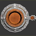 Orange Wooden Mug Design With Silver Metal Rings And Decorative Handle