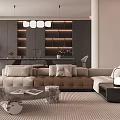 Modern Open Living Dining Room Interior With Sofa Coffee Table Pendant Lights Decorative Plants