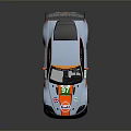 Light Blue Racing Car With 97 Number Gulf Martini Logos And Rear Wing