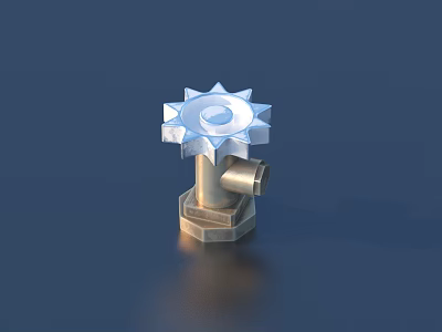 Mechanical Component With Star Shaped Top And Hexagonal Metal Base 3d model