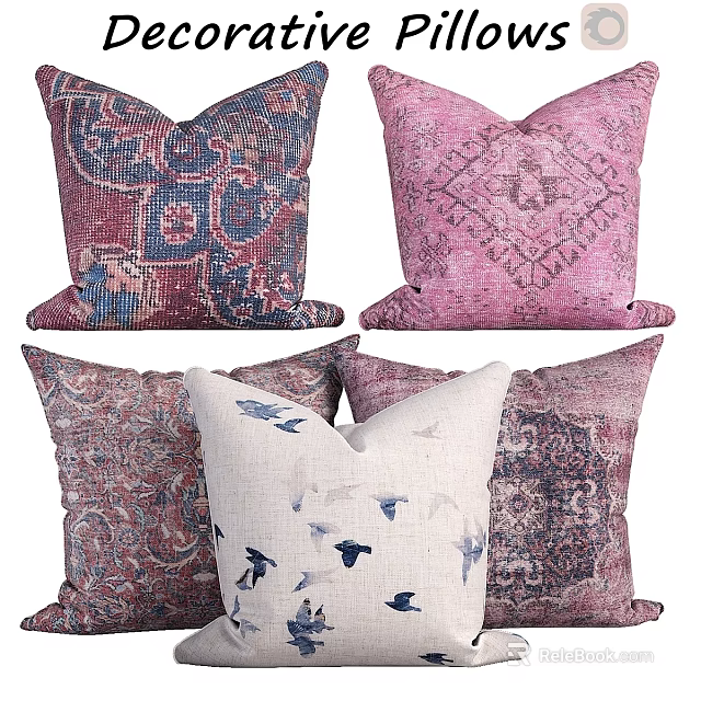 Colorful Decorative Throw Pillows With Various Patterns And Designs For Home Interior Decor 3d model