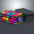 Colorful Square Pattern Decorative Ornament Set with Black Modern Sleek Box Design