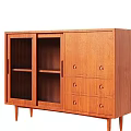 Wooden Cabinet With Glass Doors Shelves And Drawers For Home Storage