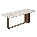 Modern Dining Table With White Marble Top And Brass Metal Legs Minimalist Design