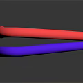 Organ and Hair Structure Models Featuring Red and Purple Tubular Components