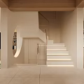 Modern Open Concept Living Dining Room With Wooden Ceiling Staircase And Recessed Lighting