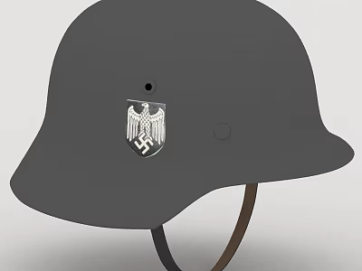 Classic Gray Helmet With Front Eagle Emblem Badge Design Detail 3d model