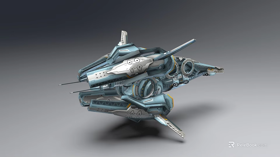 Futuristic Sci Fi Spaceship With Metallic Structure And Advanced Design Details 3d model 