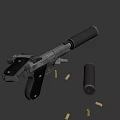 Clear View of Disassembled and Complete Pistol With Bullets and Parts