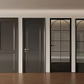 Modern Dark Gray Interior Doors With Glass Panels And Solid Wood Designs 3d model