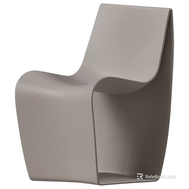 Modern Minimalist Gray Leather Dining Chair With Curved Ergonomic Design For Home Kitchen 3d model 