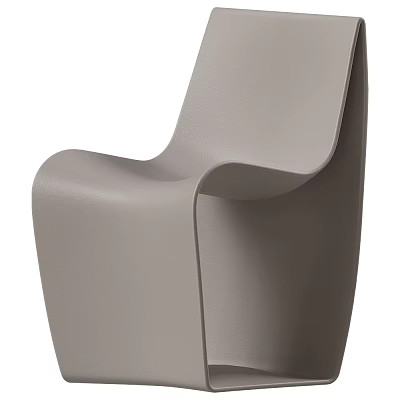 Modern Minimalist Gray Leather Dining Chair With Curved Ergonomic Design For Home Kitchen 3d model